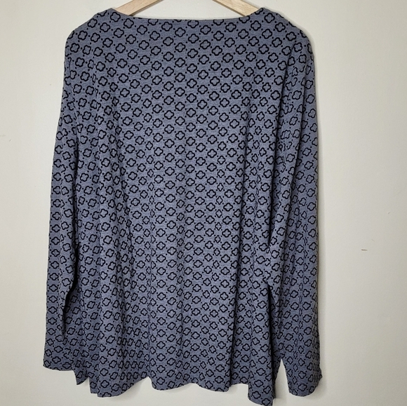 Talbots 3X Long Sleeve Top Velvet Flocked Elevated Casual Preppycore Cotton NEW - Picture 4 of 7